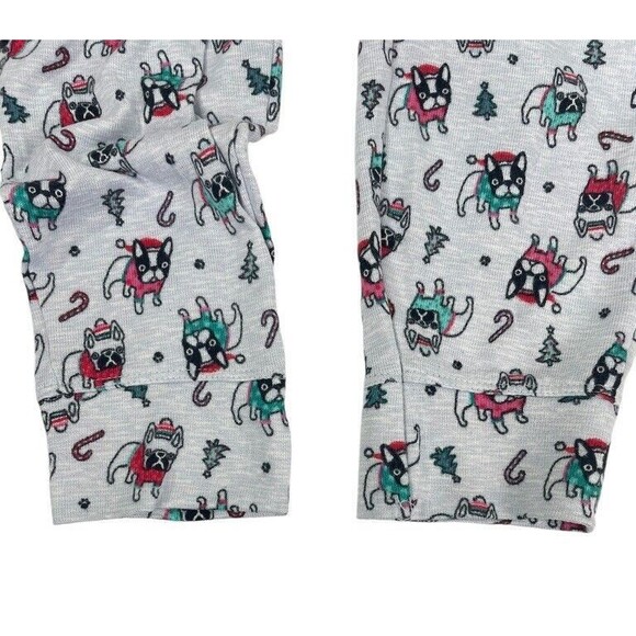 Jaclyn Intimates Soft Frenchie Dog Christmas Holiday PJ Pajama Pants Lounge L - Picture 3 of 9